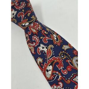 Disney‎ Mickey Mouse Silk Tie "The Tie Works" Balancine Paisley Red Blue VINTAGE
